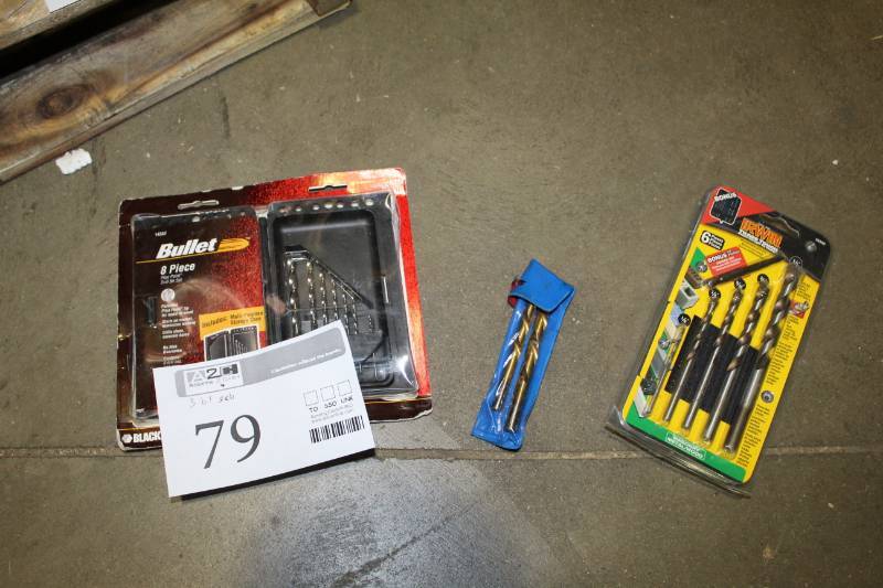 lot 79 image: Lot of (3) Drill Bit Sets - Bullet 8-Piece, 5-Piece Left Hand SAE, Irwin 6-Piece SAE