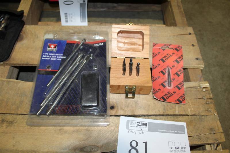 lot 81 image: Neiko 4-Piece Rotary Burr Set, 8-Piece Burr Set, T&E Tools Rotary Bit