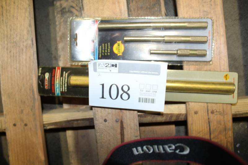 lot 108 image: Lot of (2) Punch Sets - GRIP 3-Piece Brass Punch Set, GRIP Jumbo Brass Punch