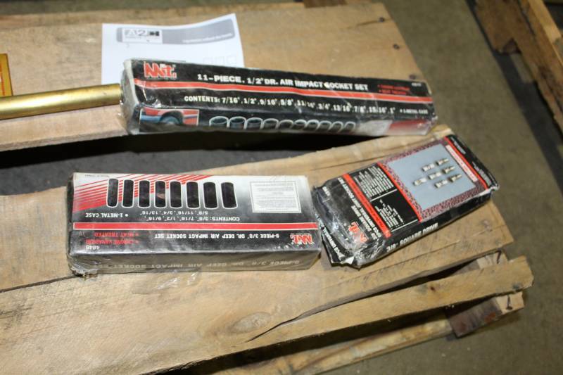lot 135 image: Lot of (3) MIT Impact Socket Sets - 9-Piece 38in. Drive SAE Deep, 11-Piece 12in. Drive SAE, 8-Piece 38in. Square Drive Universal Joint