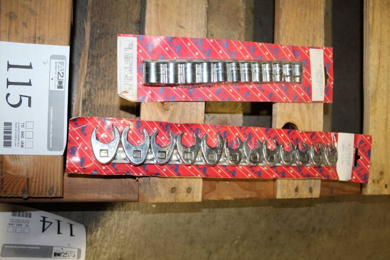 lot 115 image: Lot of (2) Hand Tools - 12-Piece Metric Socket Set, 12-Piece Metric Flarenut Crowsfeet