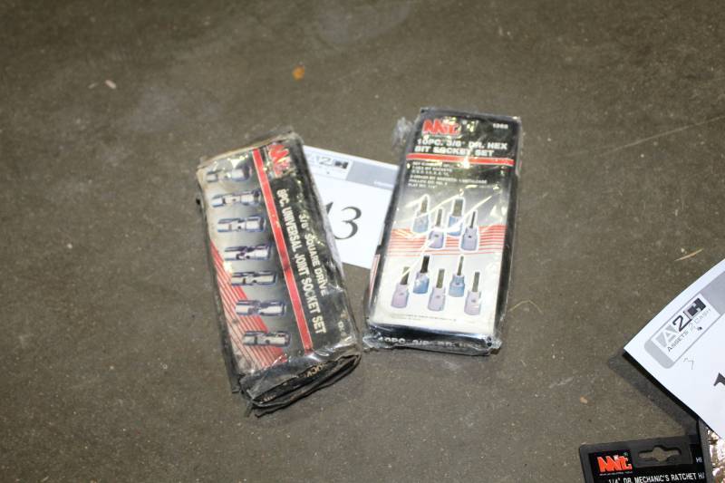 lot 143 image: Lot of (2) Hand Tools - MIT 10-Piece 38in. Drive Hex Bit Socket Set, MIT 38in. Square Drive 6-Piece Universal Joint Set