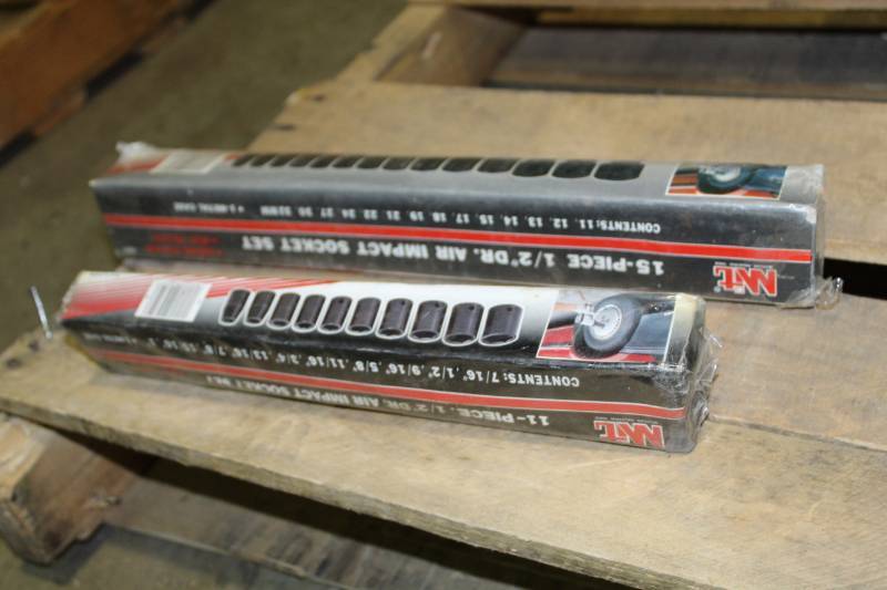 lot 134 image: Lot of (2) MIT Impact Socket Sets - 11-Piece 12in. Drive SAE, 15-Piece 12in. Drive Metric