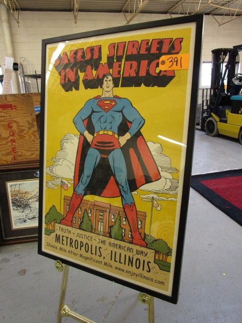 lot 391 image: FRAMED MOVIE POSTER & FRAMED SUPERMAN POSTER