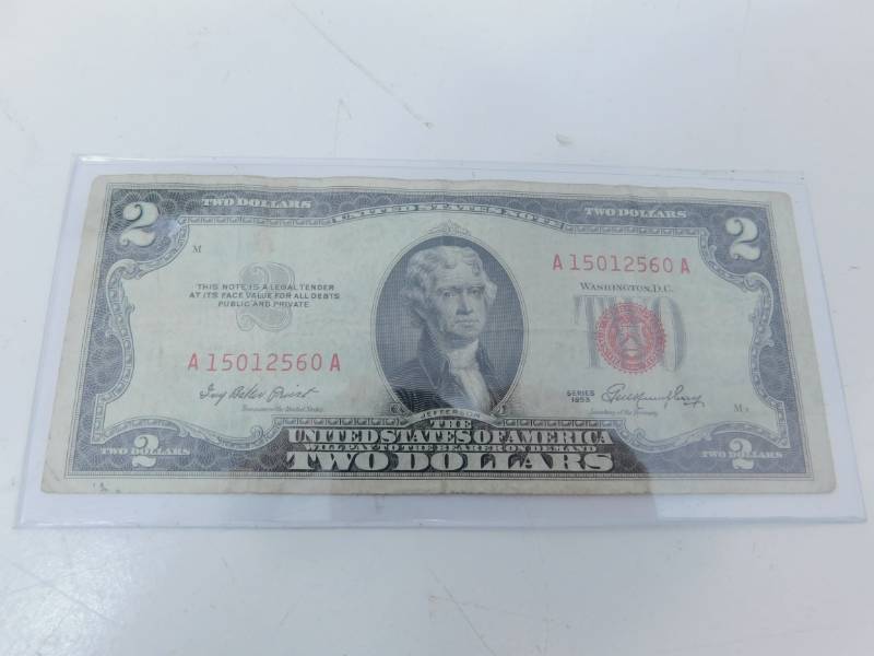 lot 12 image: $2.00 Red Seal Bill--1953