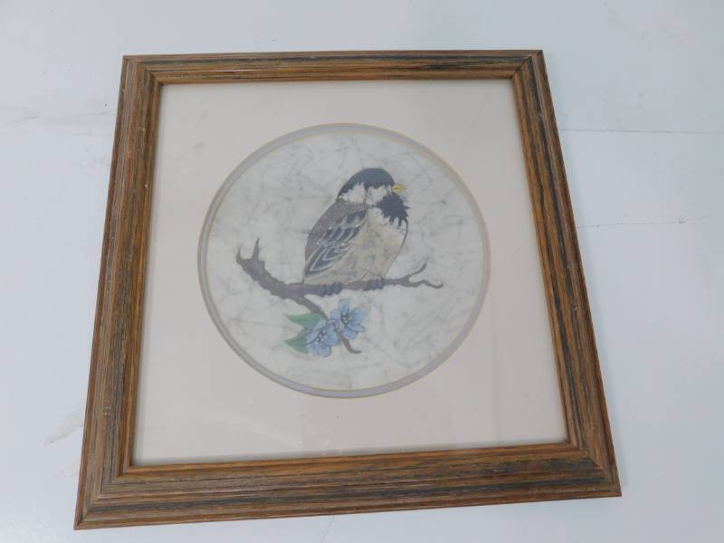 lot 7 image: Marnie Dahl Batik Original Bird & Flowering Tree  fabric art