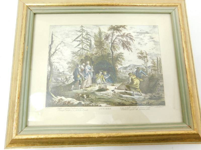 lot 111 image: September  19th Century Hand Painted Watercolor Framed Lithograph