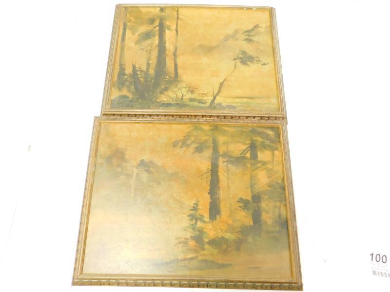 lot 100 image: Forest Fire Light with Deer  Lot of 2 Framed Prints