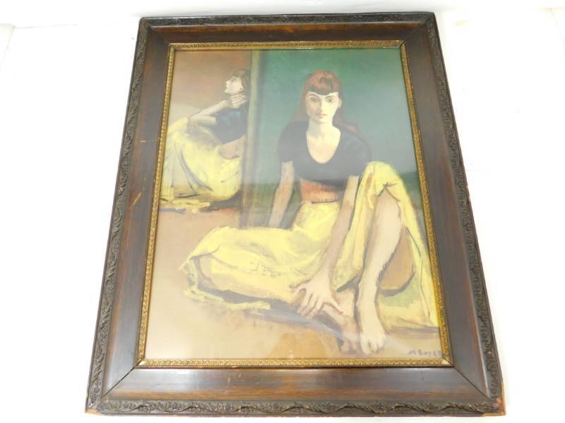 lot 90 image: EARLY Rare Original Moses Soyer Lithograph Framed Art