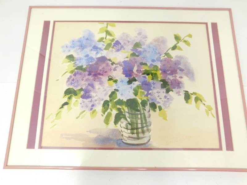 lot 106 image: Cordella Treece Toledo Museum Exhibited Original Watercolor Art Still Life with Flowers