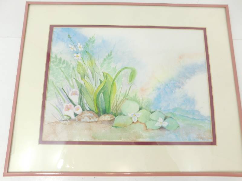 lot 107 image: Cordella Treece Toledo Museum Exhibited Original Watercolor Art Still Life Garden Flowers
