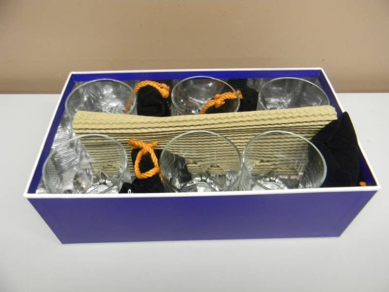 lot 8 image: 6 NEW BACARDI BAT LARGE LOW BALL GLASSES - SEE PICTURES