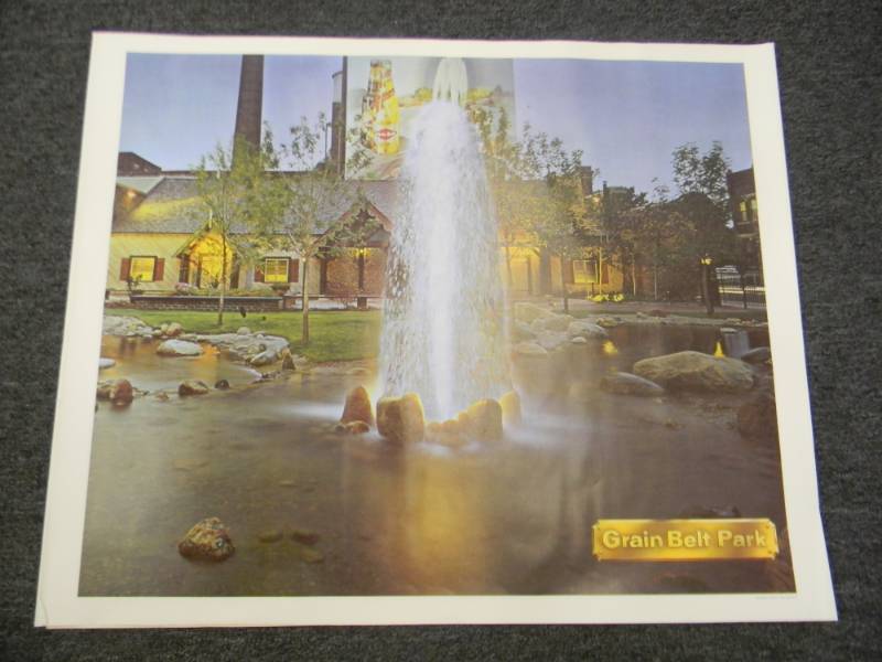 lot 13 image: RARE - VINTAGE GRAIN BELT BEER MPLS. BREWING CO. ADVERTISING PRINT - RARE - APPROX 33 BY 27 ON CANVAS TYPE PAPER - SEE PICTURES