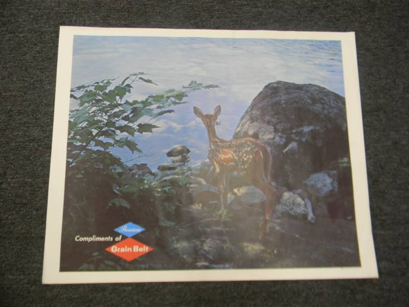 lot 14 image: RARE - VINTAGE GRAIN BELT BEER MPLS. BREWING CO. ADVERTISING PRINT - RARE - APPROX 33 BY 27 ON CANVAS TYPE PAPER - SEE PICTURES