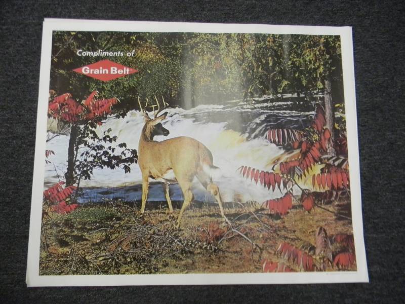 lot 15 image: RARE - VINTAGE GRAIN BELT BEER MPLS. BREWING CO. ADVERTISING PRINT - RARE - APPROX 33 BY 27 ON CANVAS TYPE PAPER - SEE PICTURES