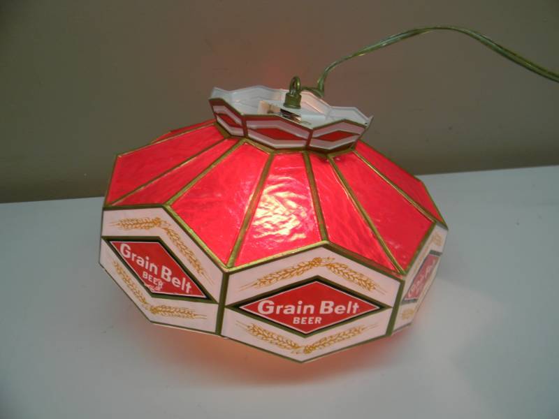 lot 27 image: NOS - VINTAGE SMALL - APPROX 11 - GRAIN BELT BEER HANGING BAR LIGHT - WORKS NEVER USED - SEE PICTURES