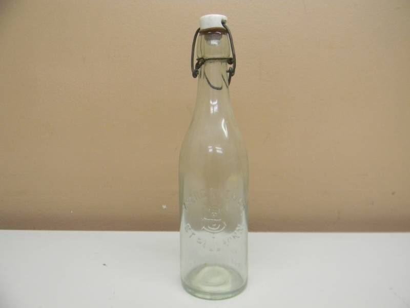 lot 50 image: VINTAGE ANTIQUE RARE - Yoerg Brewing Co St Paul Minn -  Embossed Beer Bottle with Original Porcelain Cap Wire - RARE - SEE PICTURES
