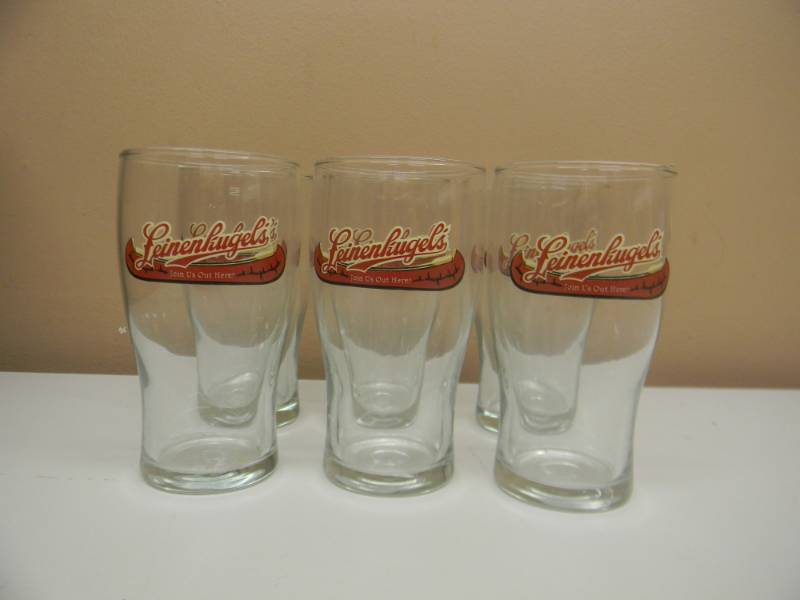 lot 55 image: NOS 6 LEINENKUGELS BEER - JOIN US OUT HERE - BEER GLASSES - SEE PICTURES