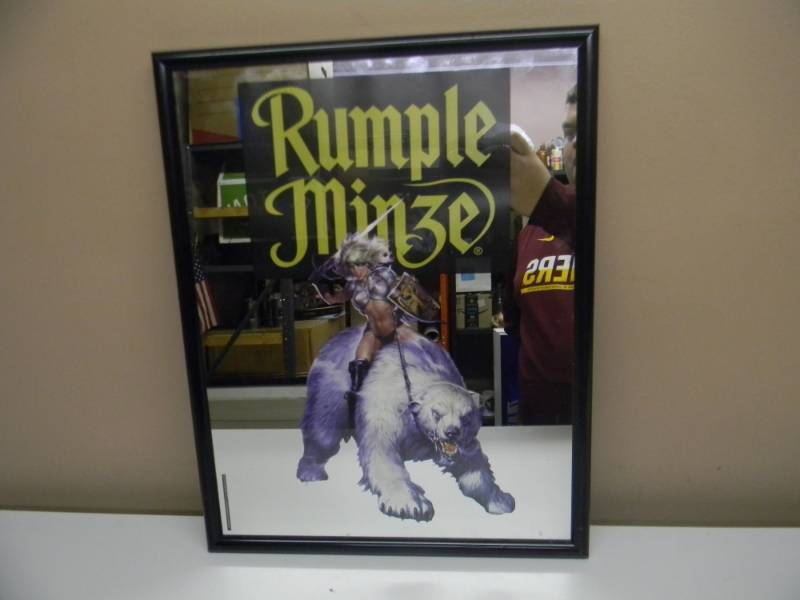 lot 79 image: VINTAGE RUMPLE MINZE BAR SIGNMIRROR VERY COOL 3D TYPE - APPROX 15 BY 20 - SEE PICTURES