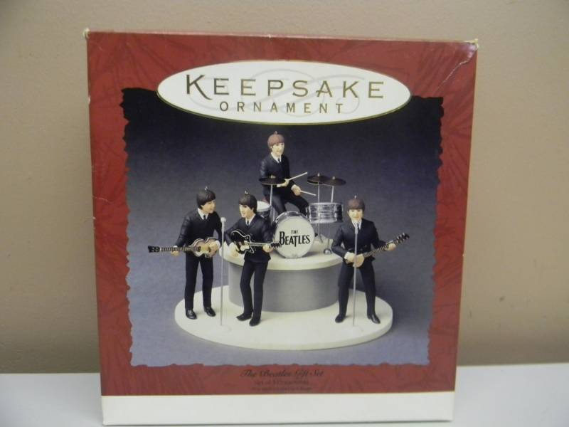 lot 110 image: NEW IN BOX - Hallmark Keepsake Ornament THE BEATLES Gift Set Ornament 1994 Plus Microphones & stage - very cool - SEE PICTURES