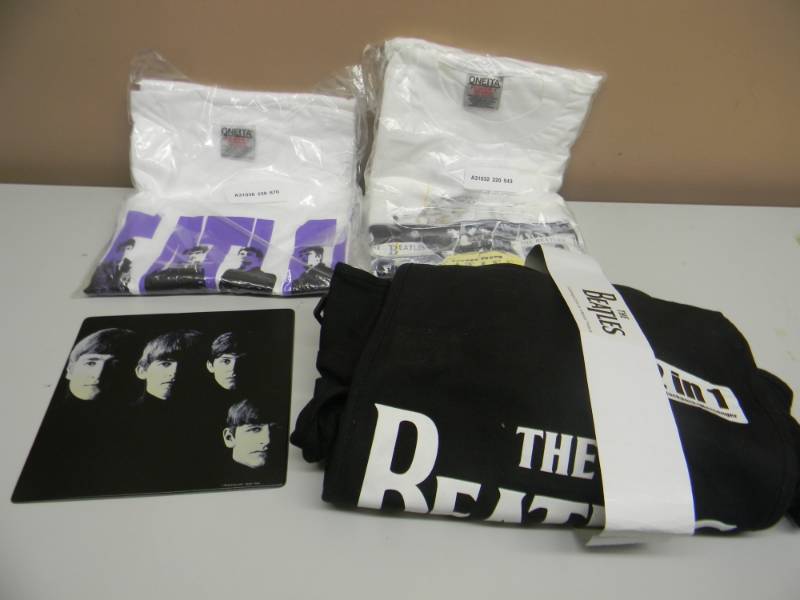 lot 113 image: NOS BEATLES COLLECTION - BACKPACK, MOUSE PAD & 2 T-SHIRTS - SEE PICTURES