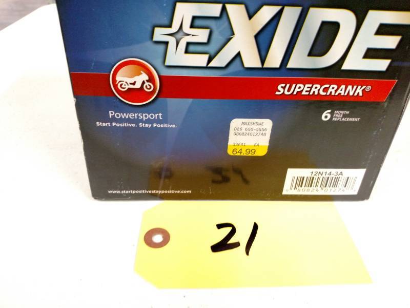 lot 21 image: Exide Super Crank 12 Volt Motor Spo...
