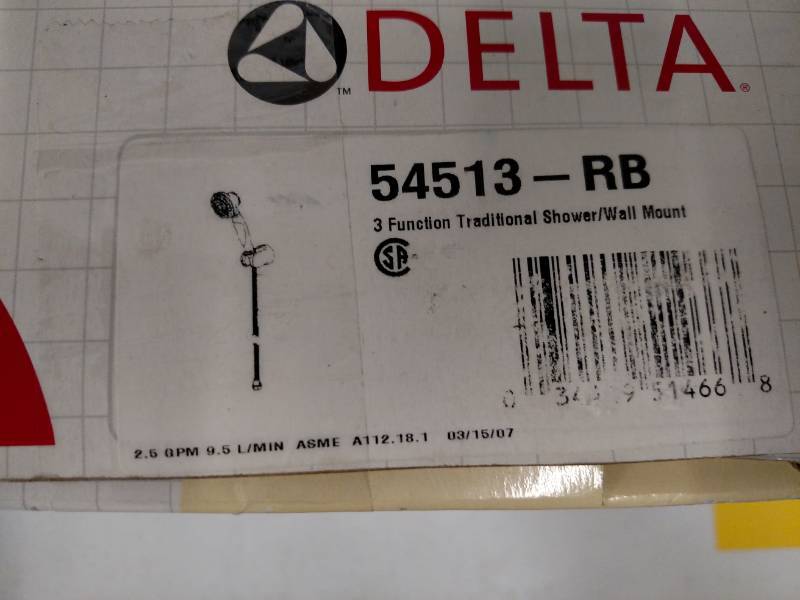 lot 29 image: Delta 54513-RB 3 Function Shower...