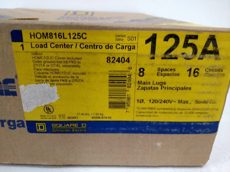 lot 351 image: Square D HOM816L125C Load Center...