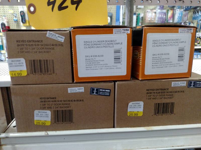 lot 424 image: Dead Bolts, Keyed Hand Sets, & Misc...