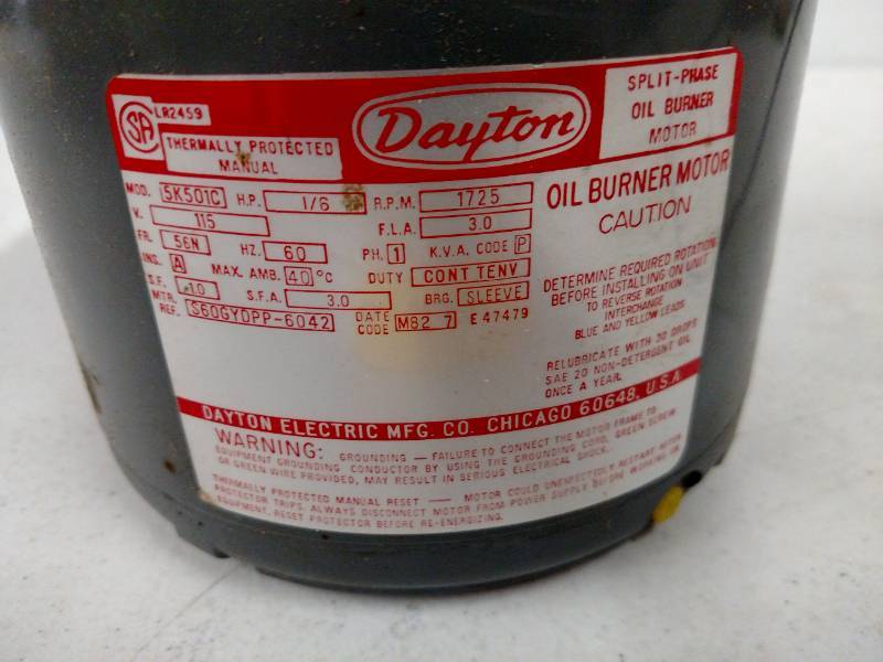lot 555 image: Dayton 16 hp Oil Burner Motor...
