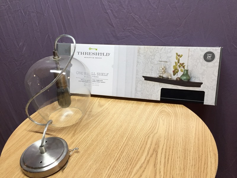 lot 111 image: New 24 Wall Shelf & Hanging Light