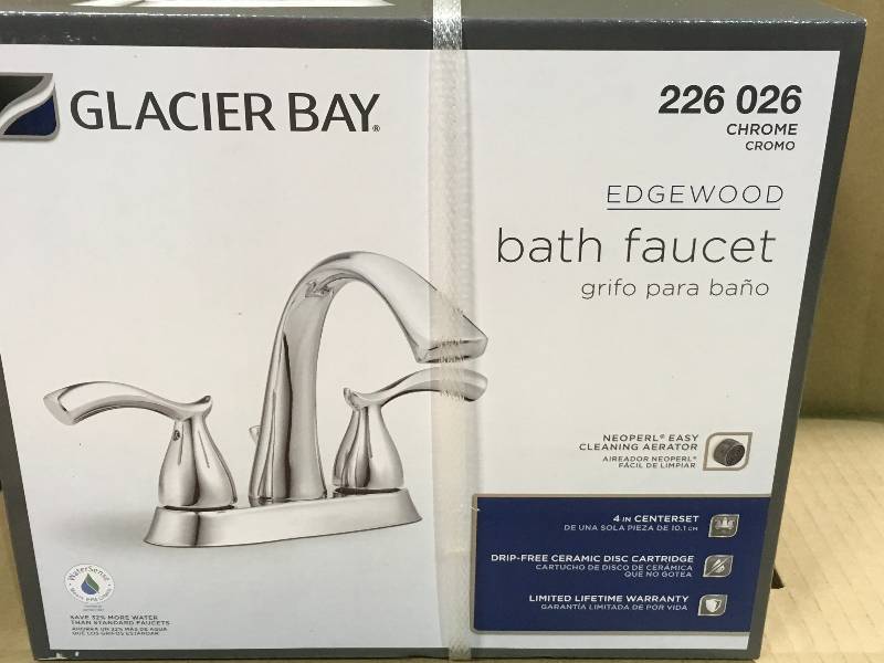 lot 9 image: Edgewood 4 in. Centerset 2-Handle High-Arc Bathroom Faucet in Brushed Nickel not used