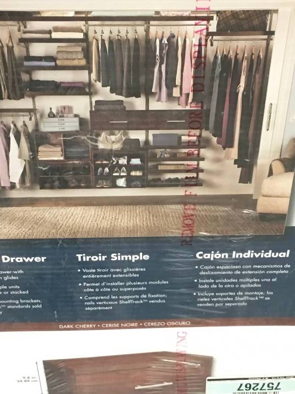 lot 92 image: LOT OF TWO Elite 23.60 in. x 9.80 in. Wood Drawer in Dark Cherry not used
