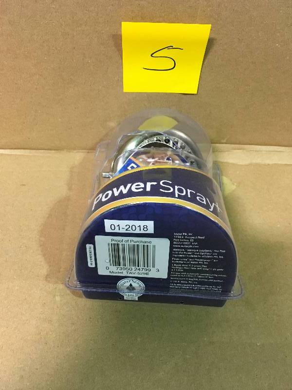 lot 5 image: Waterpik Vardon 5-Spray Showerhead in Brushed Nickel open box