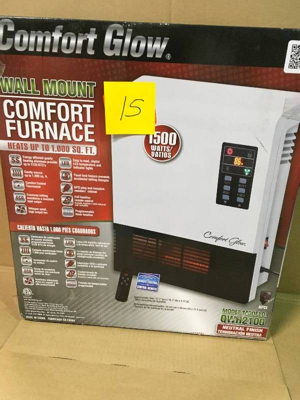 lot 15 image: Comfort Glow 5200BTU Quartz Wall Heater, White