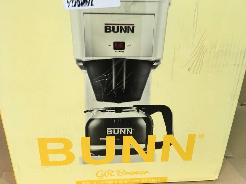 lot 22 image: Bunn O Matic GRX-W Coffeemaker White 10 Cup NOT USED
