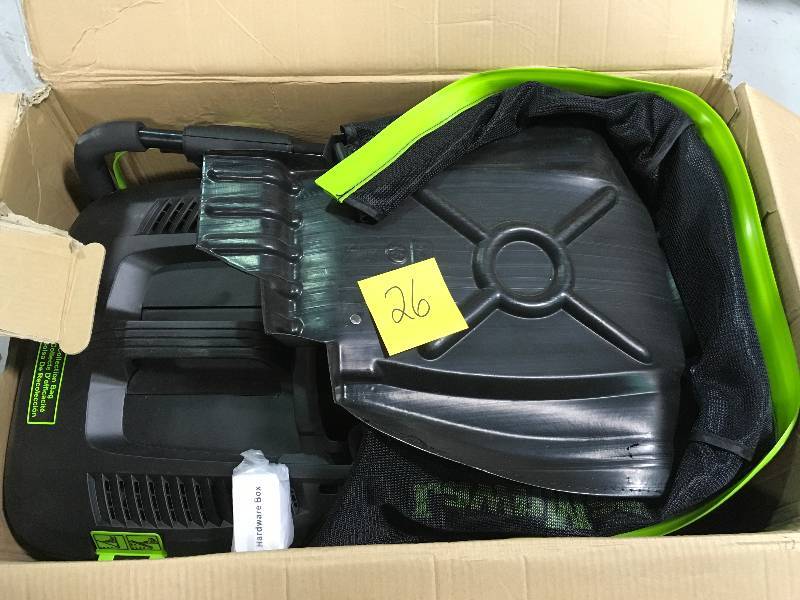 lot 26 image: LawnMaster 18 3-in-1 Electric-Powered Mulching Lawn Mower in good condition
