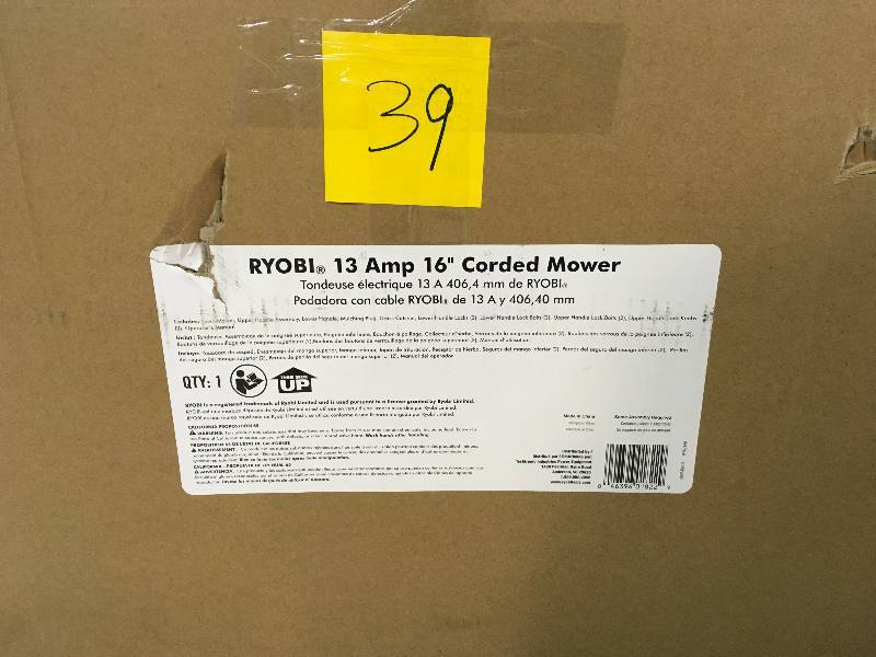lot 39 image: RYOBI 16 in. LAWN MOWER ITEM NO. RYAC160 in good condition