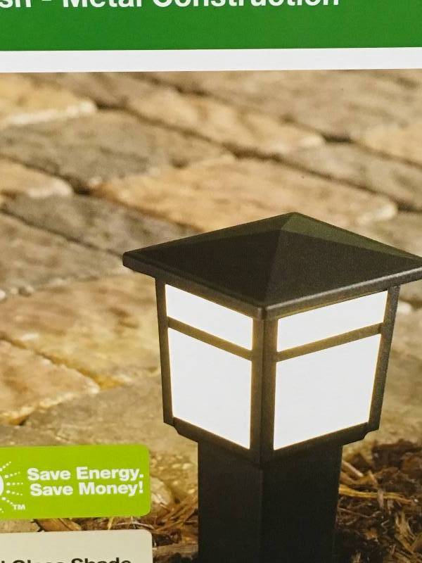 lot 49 image: LOT OF 4 Hampton Bay Low-Voltage Black Square LED Outdoor Bollard Path Light not used