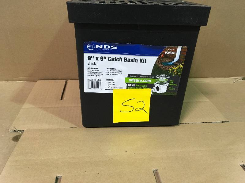 lot 52 image: 9 in. x 9 in. Black Catch Basin, 2 Opening Kit not used