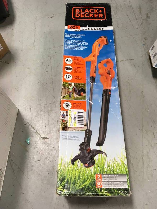 lot 71 image: BLACKDECKER 20V Lithium 10 String TrimmerSweeper Combo LCC221 - Orange  in good condition