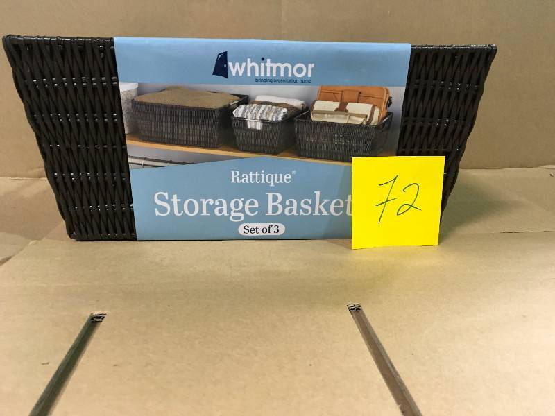 lot 72 image: Whitmor 6500-1959 Set of 3 Rattique Baskets, Espresso not used