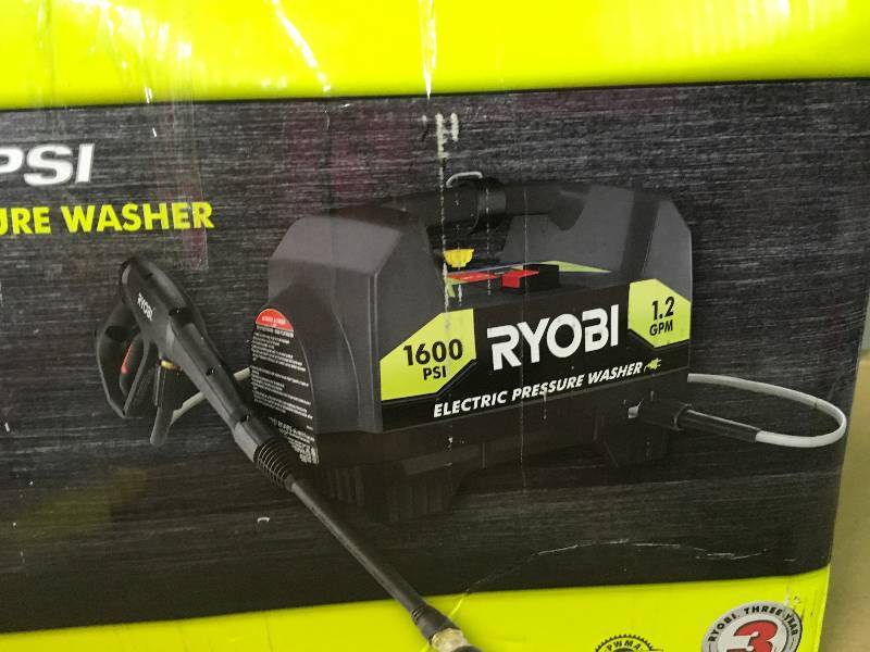 lot 73 image: Ryobi RY141612 1,600-PSI 1.2-GPM Electric Pressure Washer  in good condition