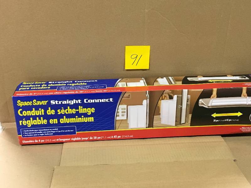 lot 91 image: UD48S 4 Dryer Vent Space Saver Aluminun Venting Duct 90 Inlet Straight Outlet not used