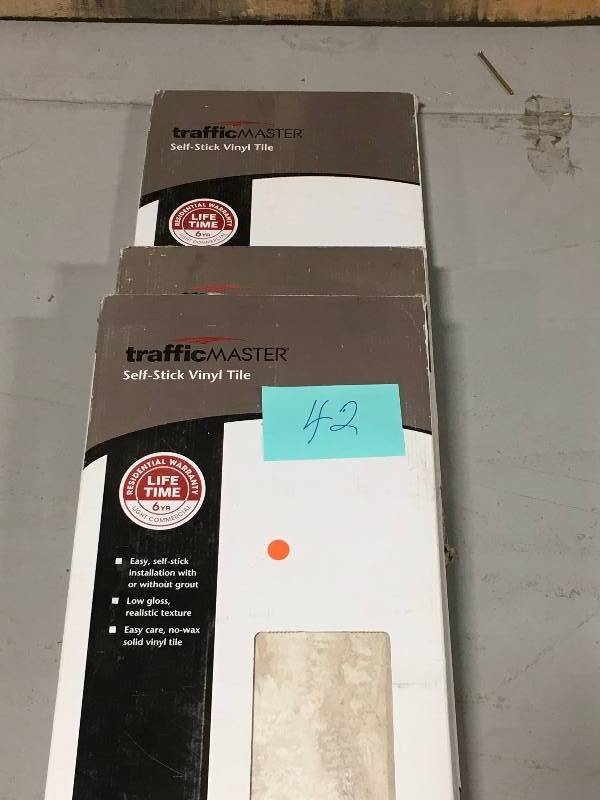 LOT OF 3 Light Grey 12 in. x 24 in. Travertine Peel and Stick Vinyl Tile Flooring (20 sq. ft.  case) not used