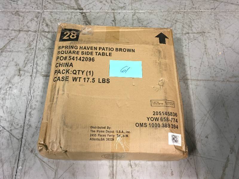 Spring Haven Brown All-Weather Wicker Patio Side Table not used