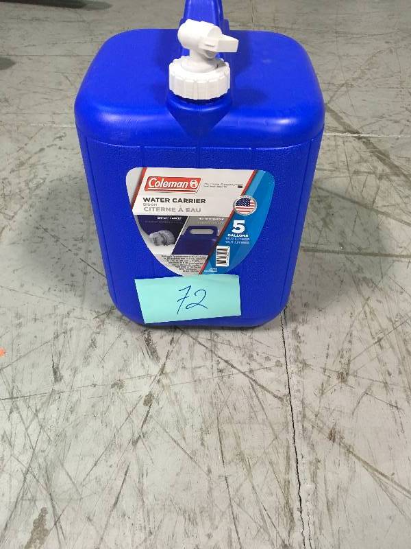 COLEMAN 5 Gal. Jug with Water Carrier not used