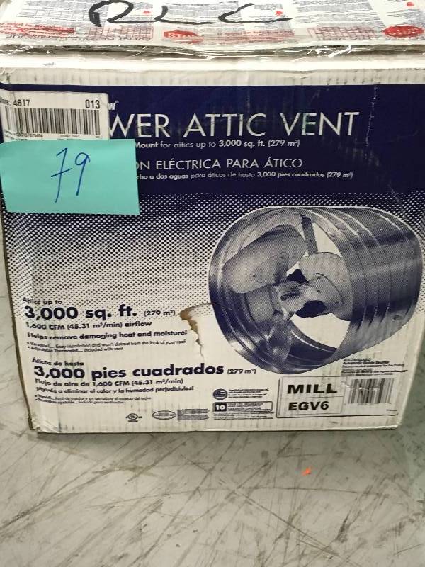 MASTER FLOW  1600 CFM Power Gable Mount Attic Fan in good condition