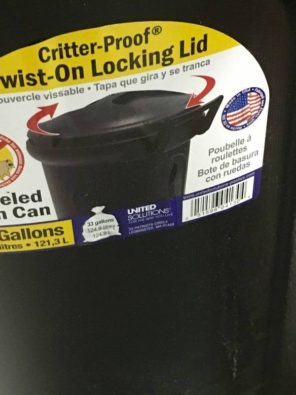 32 Gal. Wheeled Blow Molded Outdoor Trash Can in Black