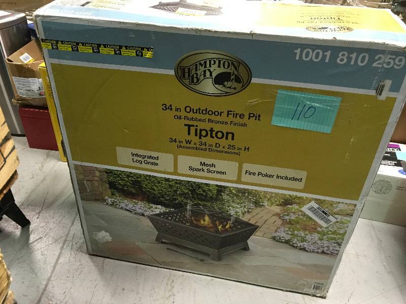 Tipton 34 in. Steel Deep Bowl Fire Pit in Oil Rubbed Bronze with Cover